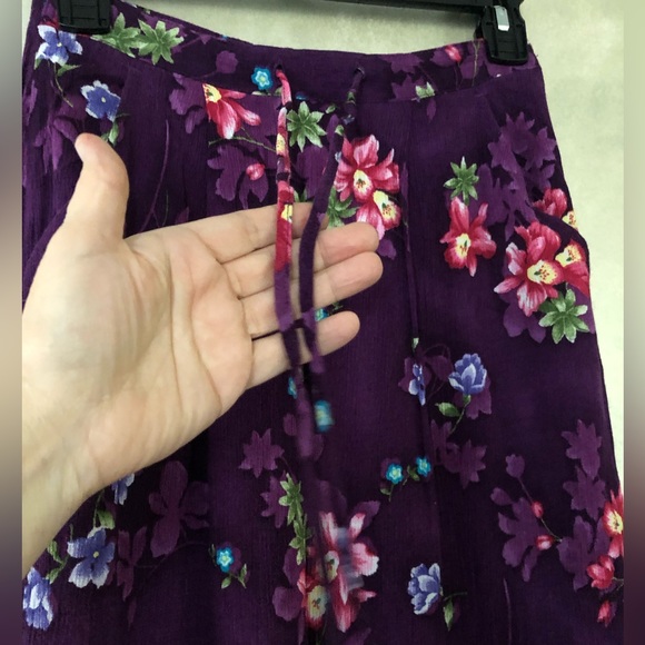 Jaclyn Smith Hawaiian Floral Skirt size S Midi Tie Elastic Waist wrinkle fabric - Picture 11 of 15